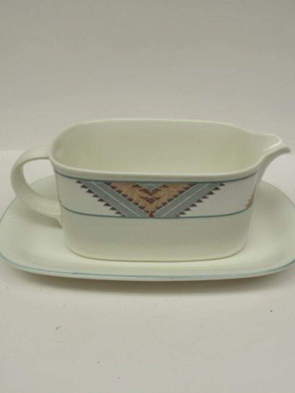 Mikasa Intaglio China SANTA FE Gravy or Sauce Boat with Under Plate